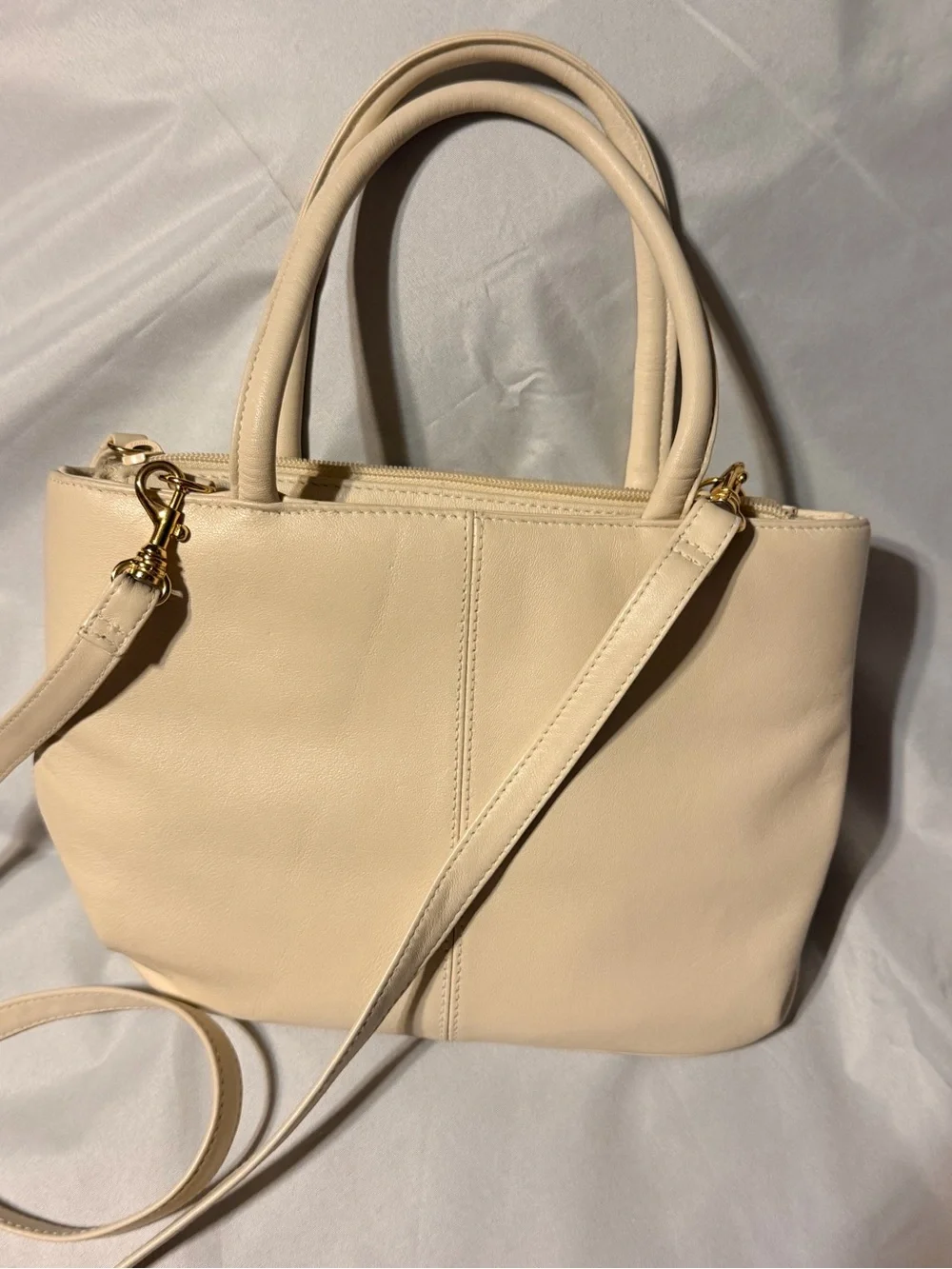 Vintage Etienne Aigner Ivory Genuine Leather Mini Satchel crossbody purse